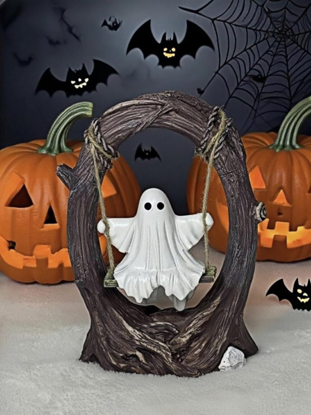 Swinging ghost in a tree, beautiful swinging ghost, Halloween figurine, indoor d